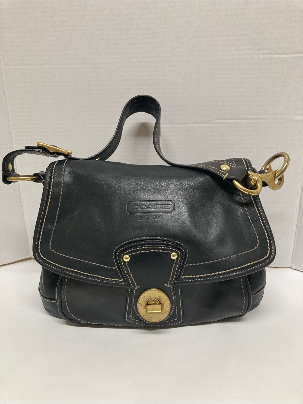 Coach ALI Legacy Shoulder Bag style code F12854 Black Leather gold Hardware